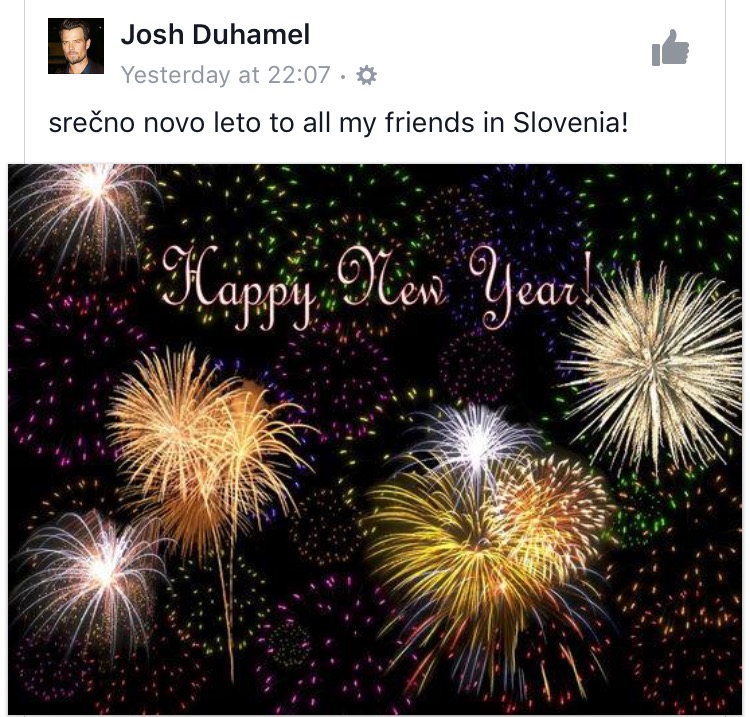 NEVERJETNO: Ameriški igralec Josh Duhamel čestital v slovenščini